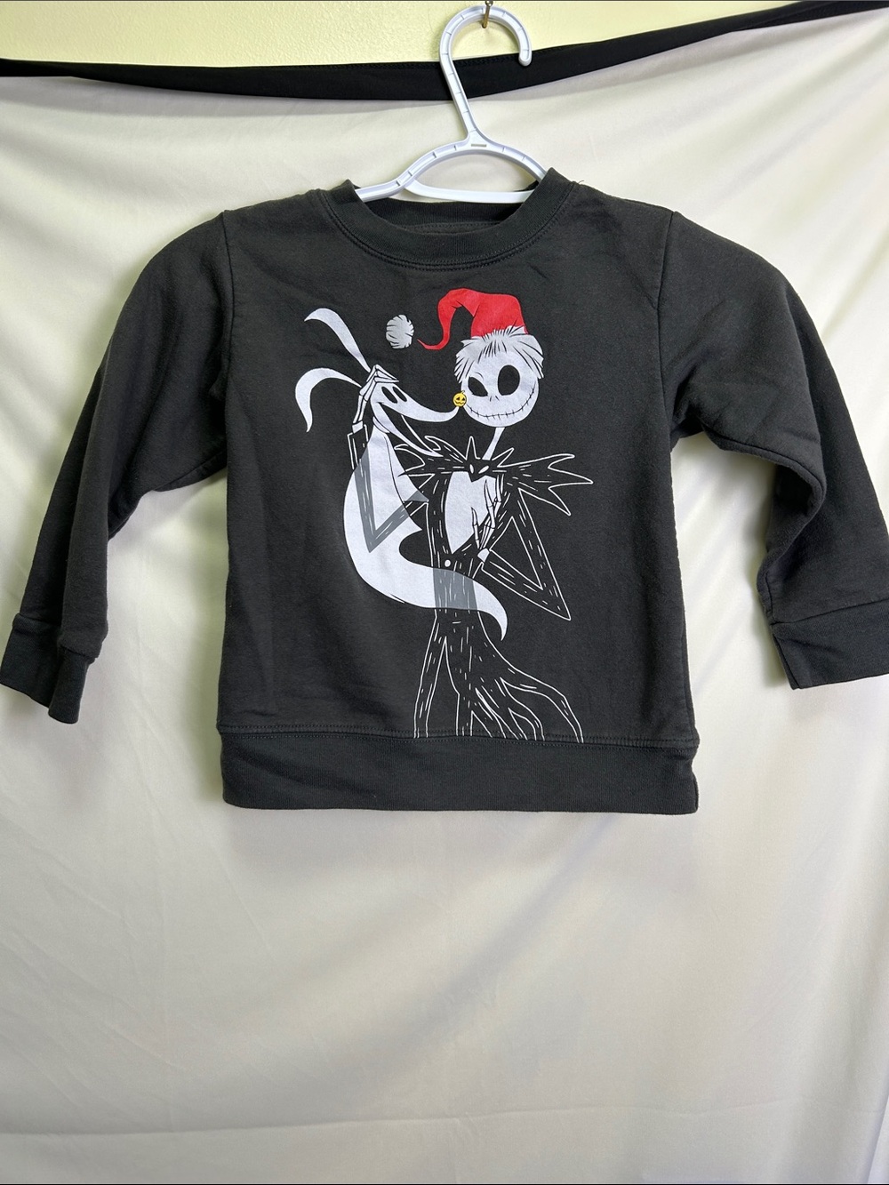 Disney Black Jack Skellington Holiday Sweatshirt with Red Santa Hat